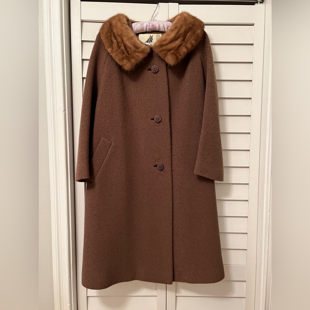 1950s Rothmoor Wool Coat with Fur Collar